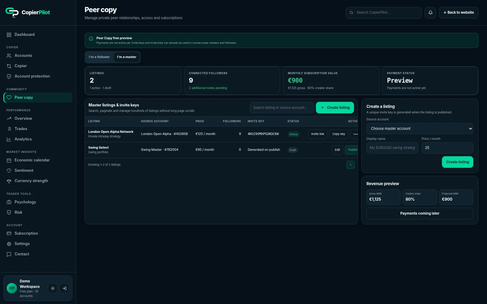 CopierPilot Peer Copy master network interface